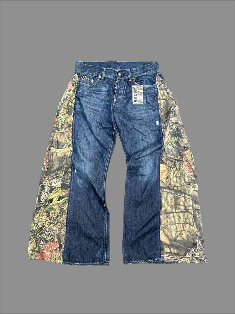 Real Tree camo panel reworked denim jeans